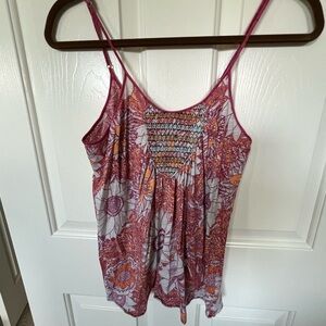 Free People Pink and Gray Smocked Camisole
